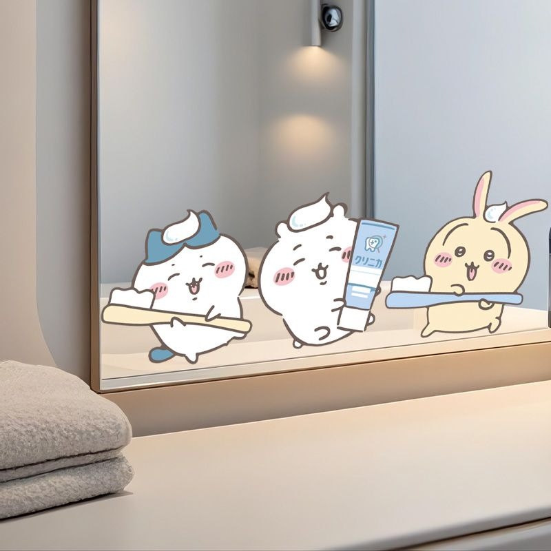 Home Edit Bathroom - Adesivos de Espelho Chiikawa com Forte