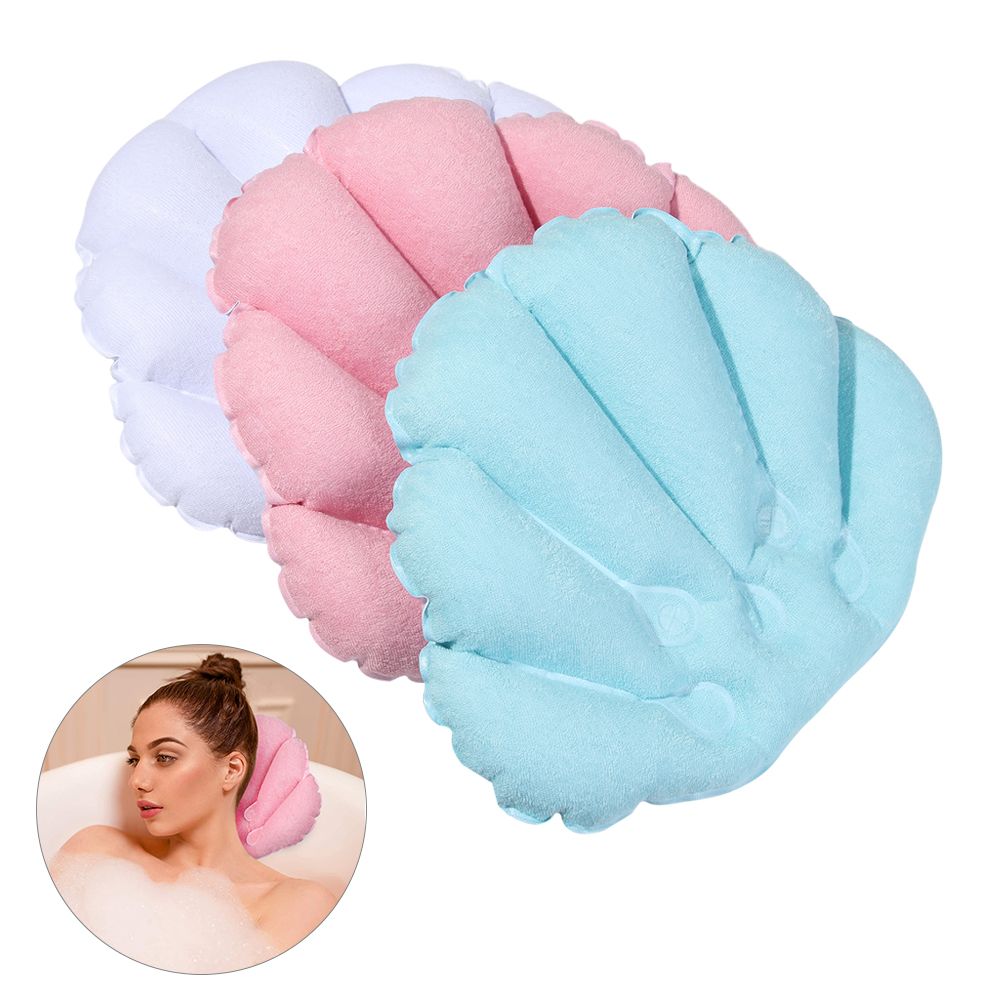 Bathtub Pillow Inflatable - Com ventosas infláveis terry pano travesseiro