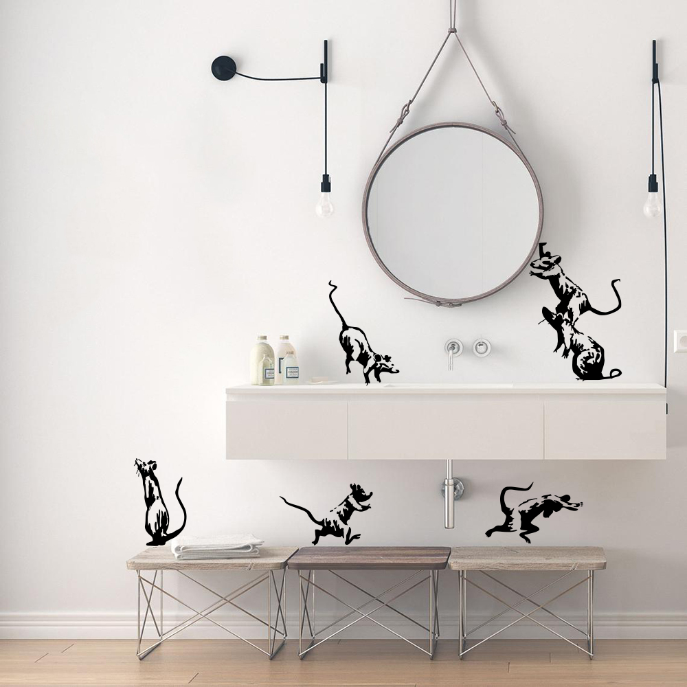Home Bathroom Wall Tiles - Banksy Toalete Ratos Adesivo De Parede,