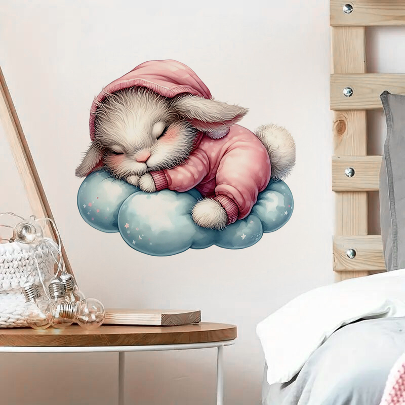 Home Bathroom Wall Tiles - Adesivo de coelho sonolento fofo, decalque