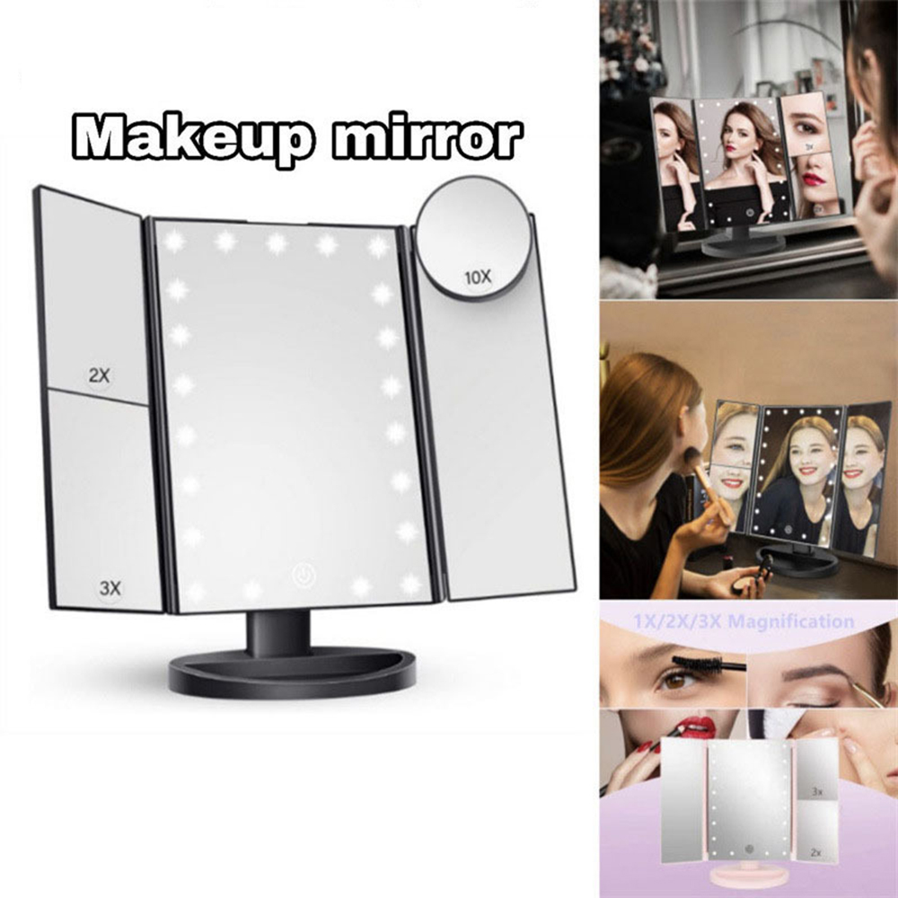 Bathroom Mirror Led - Espelho de Maquiagem Dobrável para Banheiro,