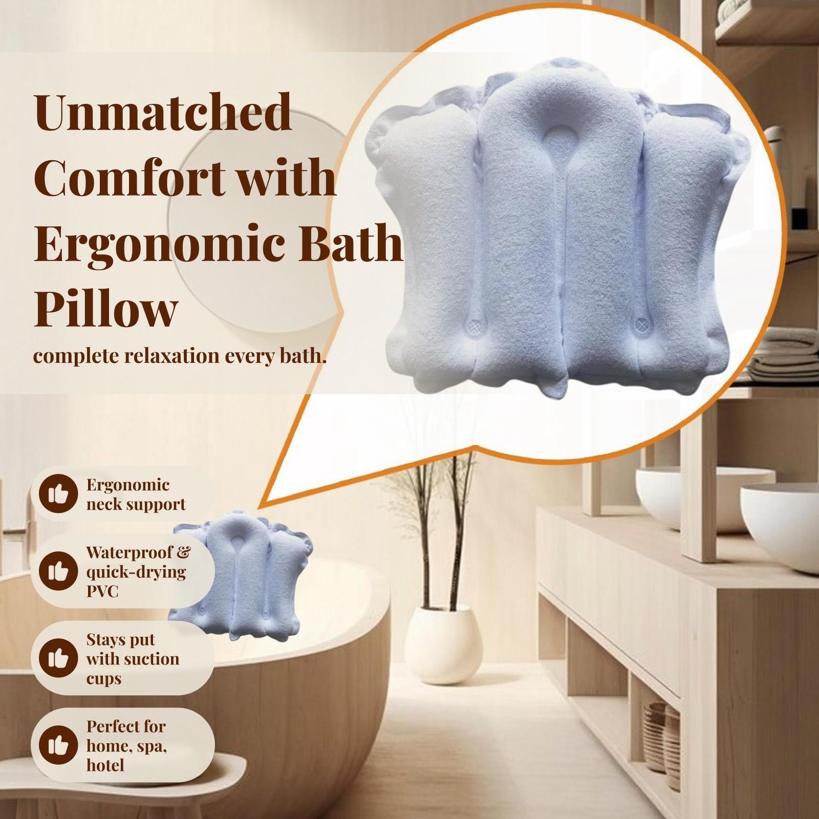 Bathtub Pillow Inflatable - Almofada Inflável Antiderrapante para Banheira, Almofada