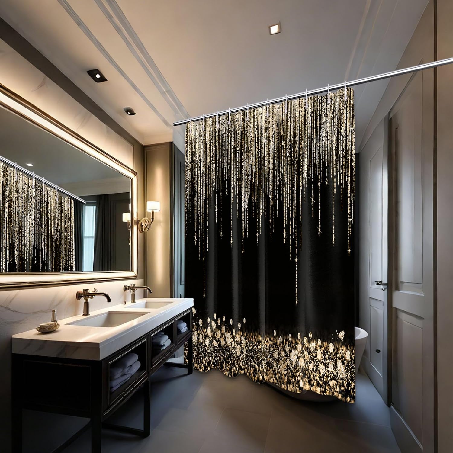 Cortina de Chuveiro Luxuosa co - Home Bathroom Spa avaliação e preço
