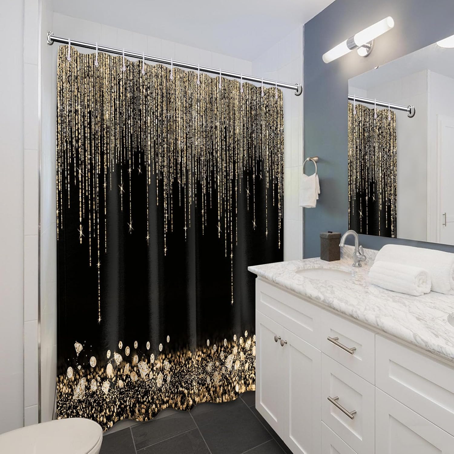 Cortina de Chuveiro Luxuosa co - Home Bathroom Spa avaliação e preço
