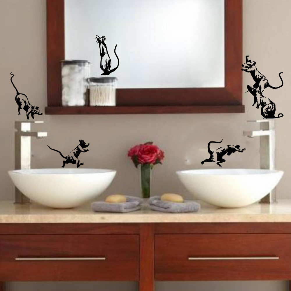 Banksy Toalete Ratos Adesivo D - Home Bathroom Wall Tiles avaliação e preço